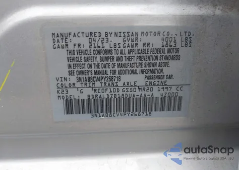 2023 Nissan Sentra Sv Xtronic Cvt z USA, uszkodzony, nr VIN 3N1AB8CV4PY268718